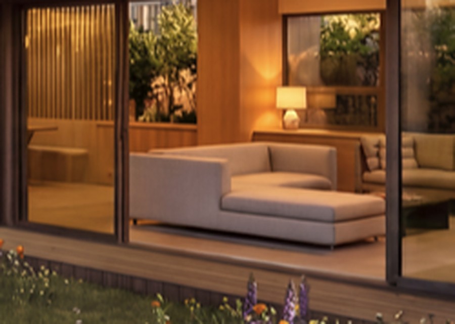 Black-framed glass slider